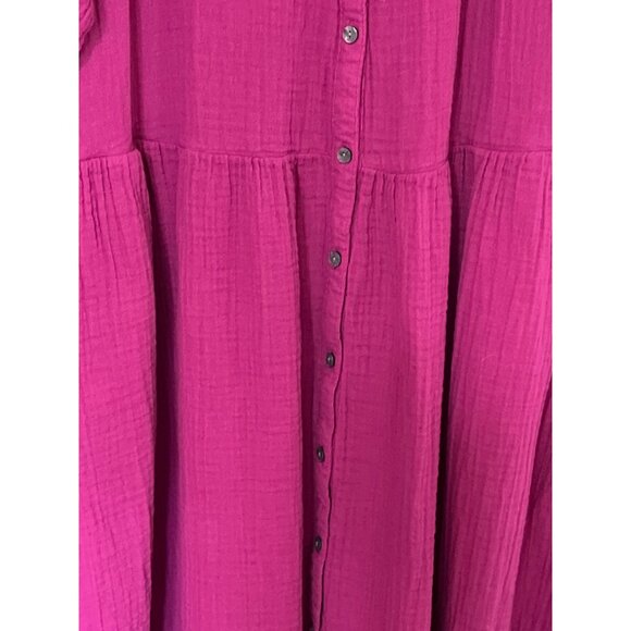 Sonoma Womens Button-Down Dress 2X Purple 100% Cotton V-Neck Beachy Resort - Picture 8 of 11